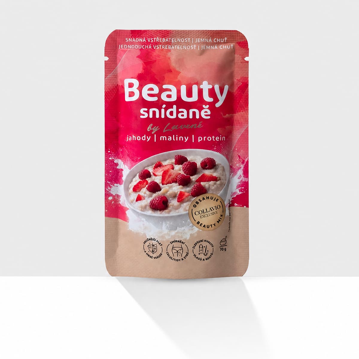 Beauty snídaně s kolagenem jahoda a malina (protein) - balení 5 kusů
