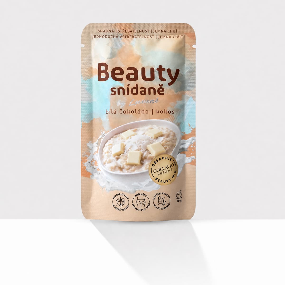 Beauty snídaně s kolagenem bílá čokoláda a kokos